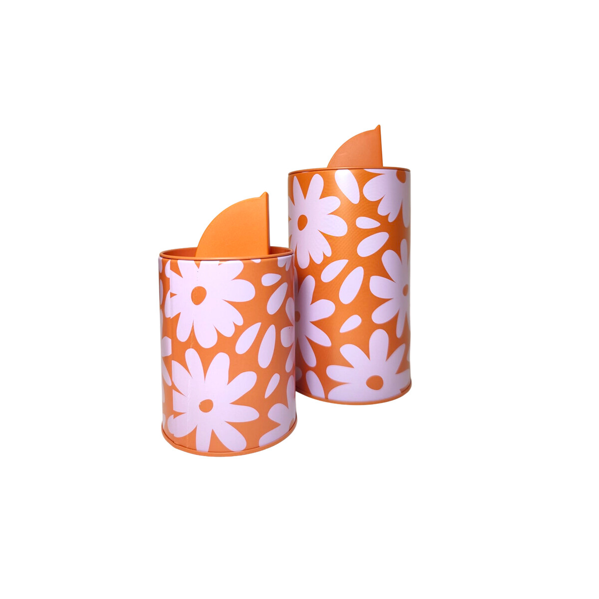 Set de yerberas grande + chica Diseño Flores - Naranja 