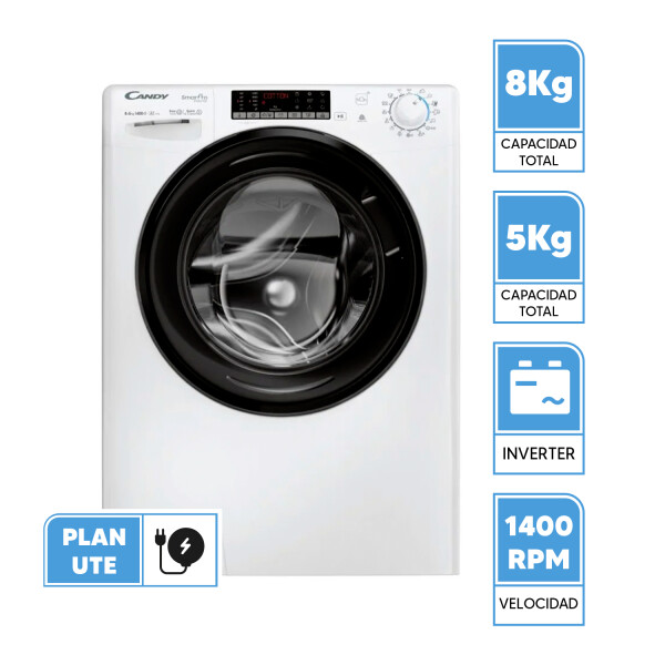 Lavasecarropa Smart-pro Inverter Candy 8/5 Kg 1400 Csow 4856twmb6-s LAVASECARROPAS CANDY 8/5K 4856TWMB6-S