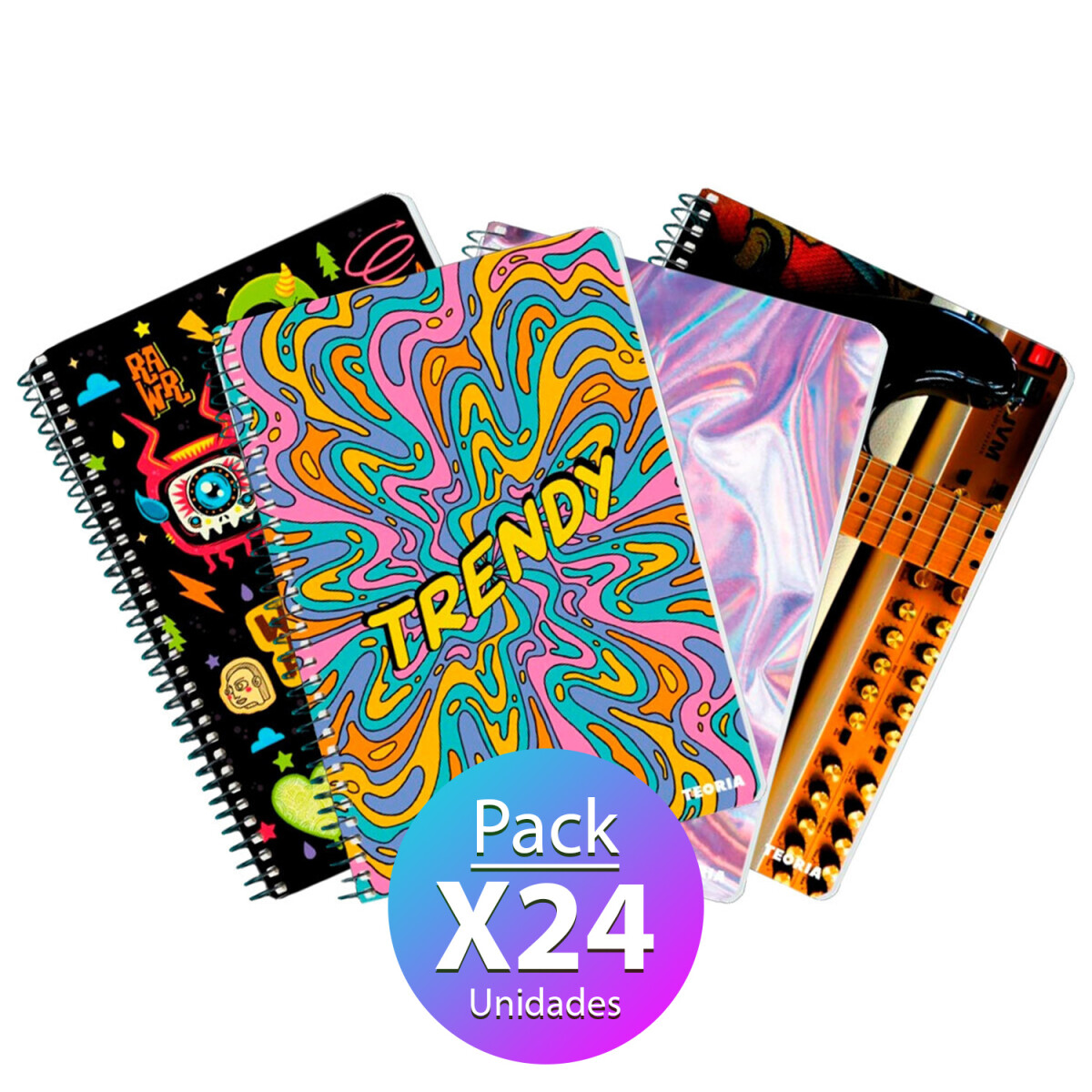 Cuadernola Teoría De Tapa Dura 100 Hojas Pack X24 Oferta - VARIADO 
