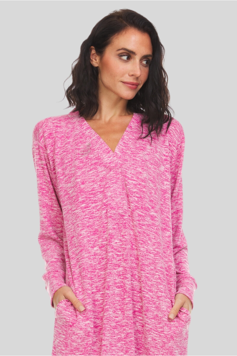 DRESS LARGO JASPEADO ROSADO