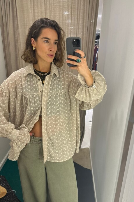 Camisa Gaia Beige Broderie