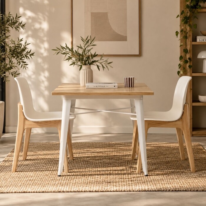 Mesa Tolix 80x80 cm Blanco