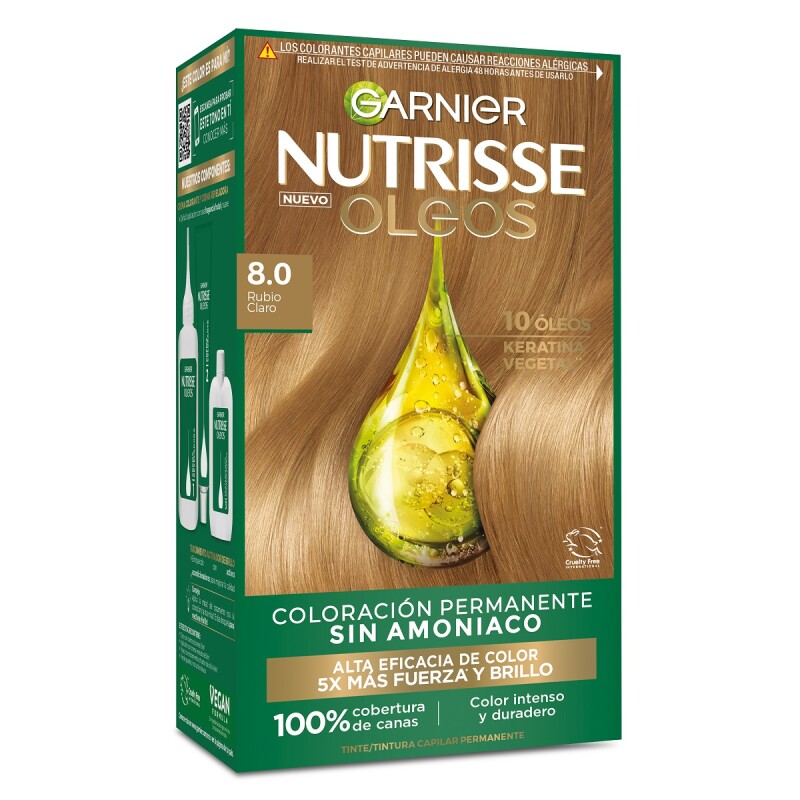 Tinta Garnier Nutrisse Oleos N°8.0 Rubio Claro Tinta Garnier Nutrisse Oleos N°8.0 Rubio Claro