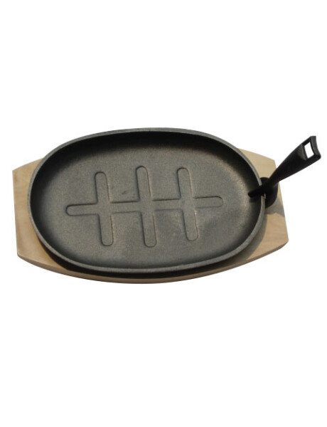 PLANCHA GRIL OVAL D28*19CM HIERRO C/BASE MADER PLANCHA GRIL OVAL D28*19CM HIERRO C/BASE MADER