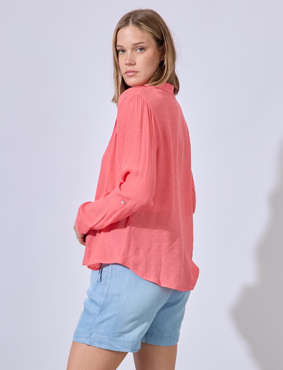Blusa Gasa Plisada - Coral 