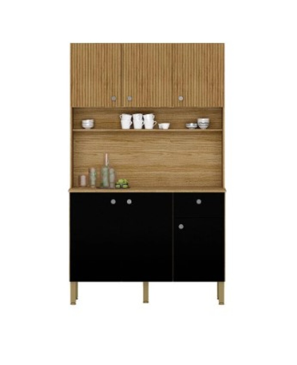 Cocina Style 6 Puertas Freijó Nero Ripado Kits Paraná 