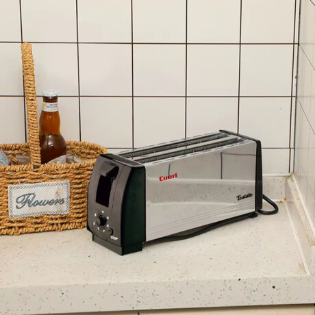Tostadora de Pan Eléctrica para 4 Panes 1300W Cuori Tostato Plata/negro