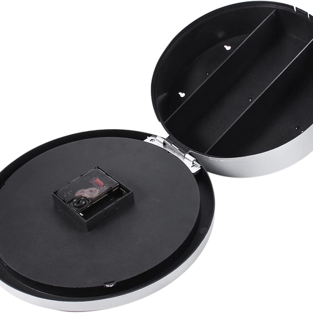 Caja Fuerte De Seguridad Reloj De Pared 25cm De Diametro Plateado