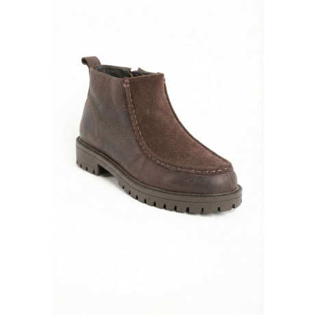 Bota Cuero Combinada Chocolate
