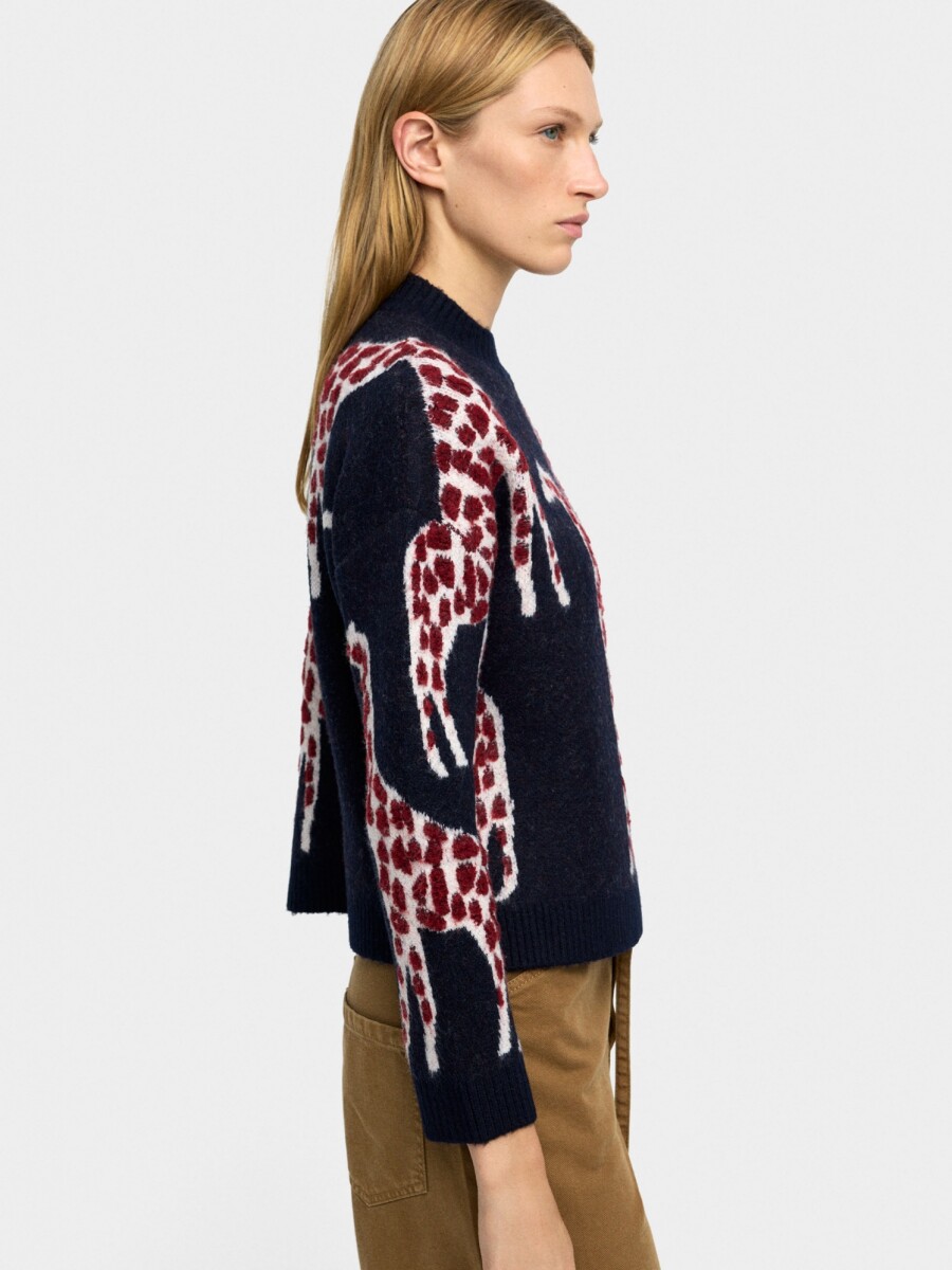 Jersey De Punto Jacquard azul-marino