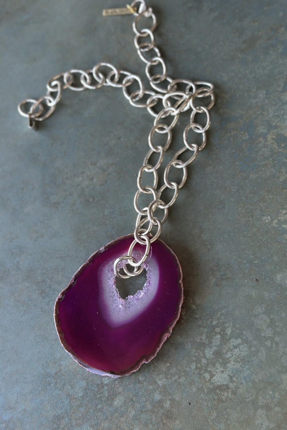 Agata Chain Necklaces Fucsia