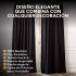 Cortina Blackout 100% Engomada Termica Set 2 Paños Tipo Lino Color Variante Negro
