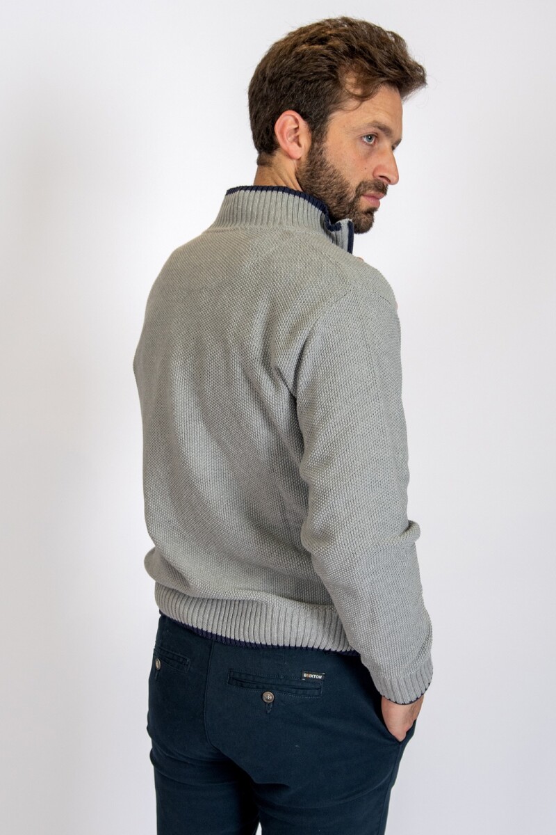 Sweater Medio Cierre Brixton Gris Claro