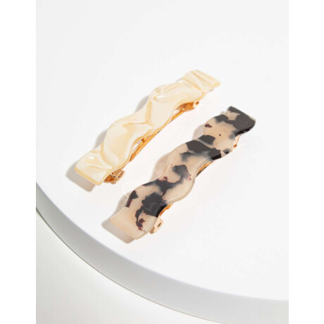 Set De Hebillas Wavy Combinacion Marmol