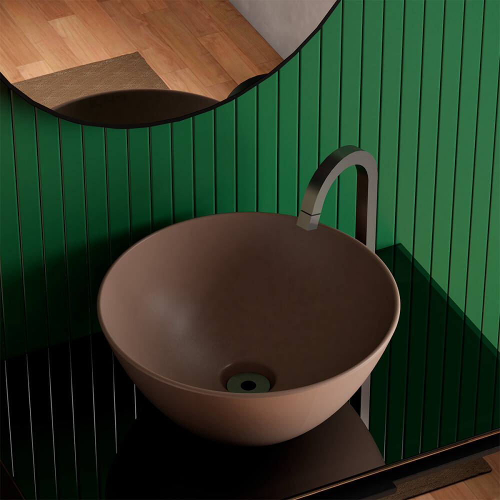 BACHA EN CERÁMICA CUIA MARRÓN REDONDA 35 CM Bacha En Cerámica Cuia Marrón Redonda 35 Cm