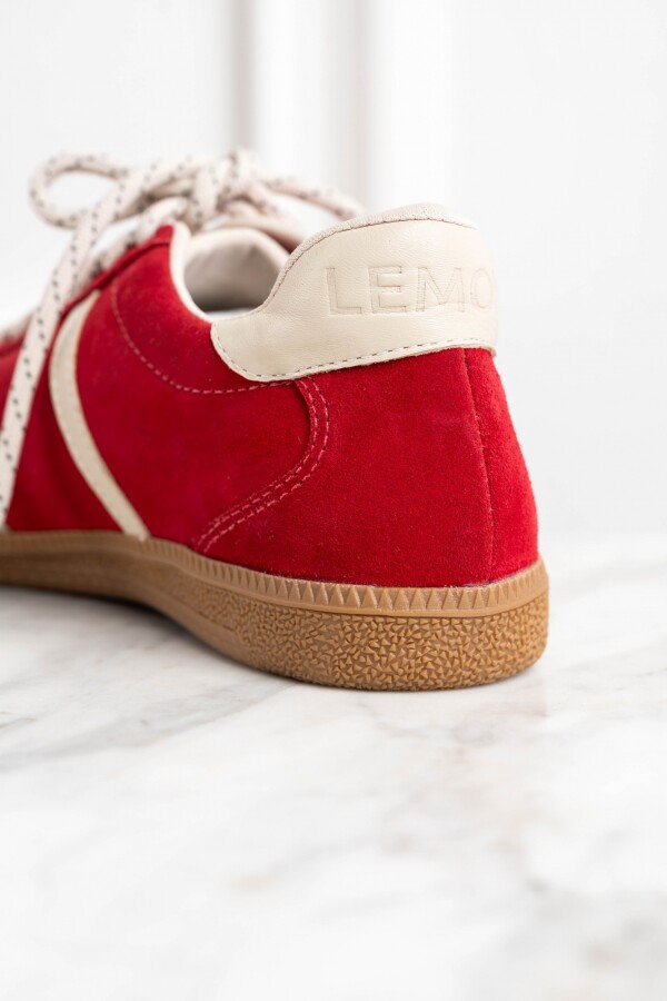 Zapatilla Gamuza Cuero Rojo