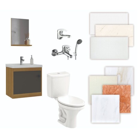 BAÑO COMPLETO N°1 INODORO CON MOCHILA + MUEBLE DE BAÑO 50 CM CON ESPEJO + GRIFERIA + CERAMICA DE PISO Y PARED BAÑO COMPLETO N°1 INODORO CON MOCHILA + MUEBLE DE BAÑO 50 CM CON ESPEJO + GRIFERIA + CERAMICA DE PISO Y PARED