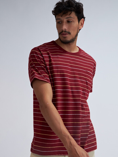 Camiseta manga corta Rayas Bordo