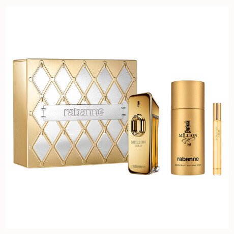 Fragancia Masculina Rabanne Million Gold EDP 100 ml + Deo 150 ml + Travel Spray 10 ml Set de Regalo
