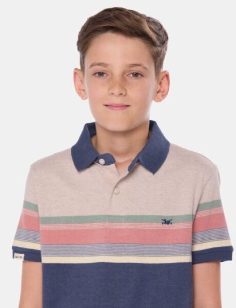 REMERA POLO RAYADA DE ALGODÓN Azul