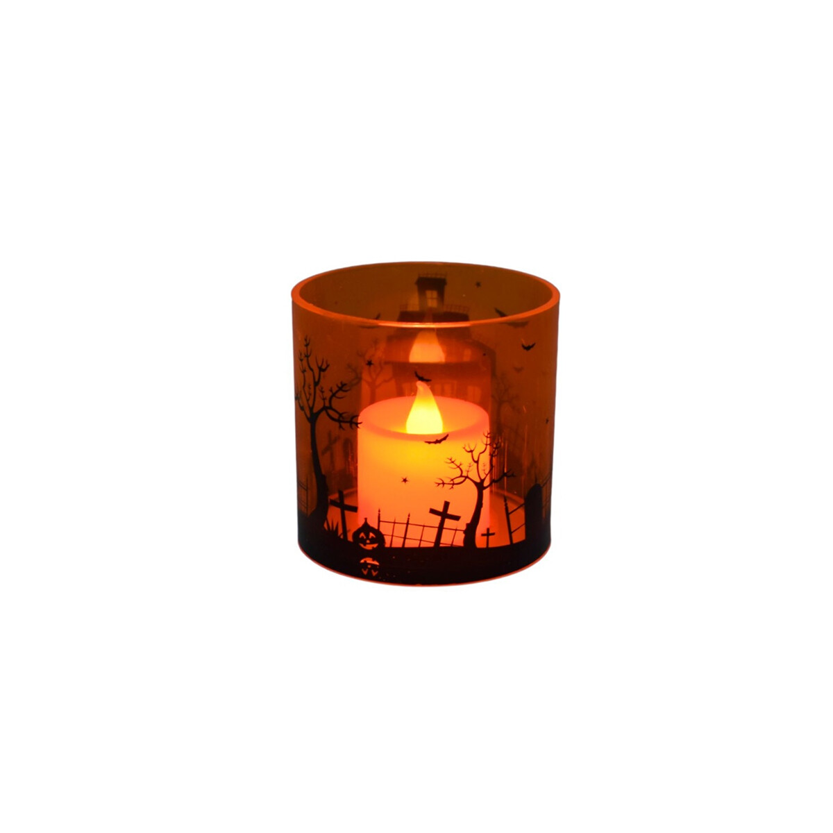Vasos portavelas Halloween con luces LED Halloween - Naranja 