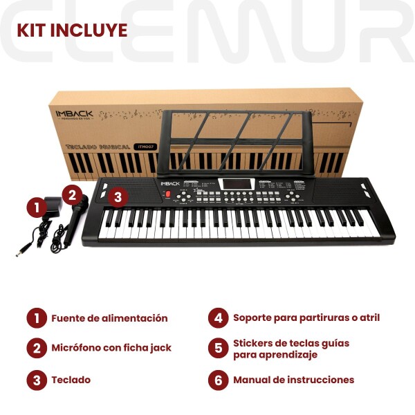 Organo Teclado Musical piano 61 Teclas Microfono 200 Tonos Ritmos Imback Itm008 Color Negro Organo Teclado Musical piano 61 Teclas Microfono 200 Tonos Ritmos Imback Itm008 Color Negro