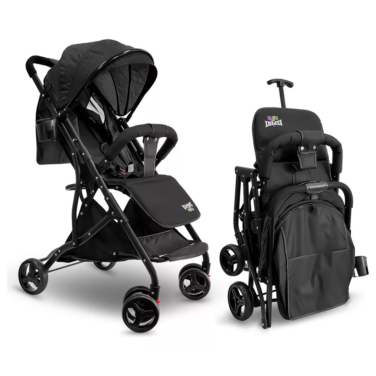 Coche Plegable Premium Expert Kids Paragüita Cama - Negro 