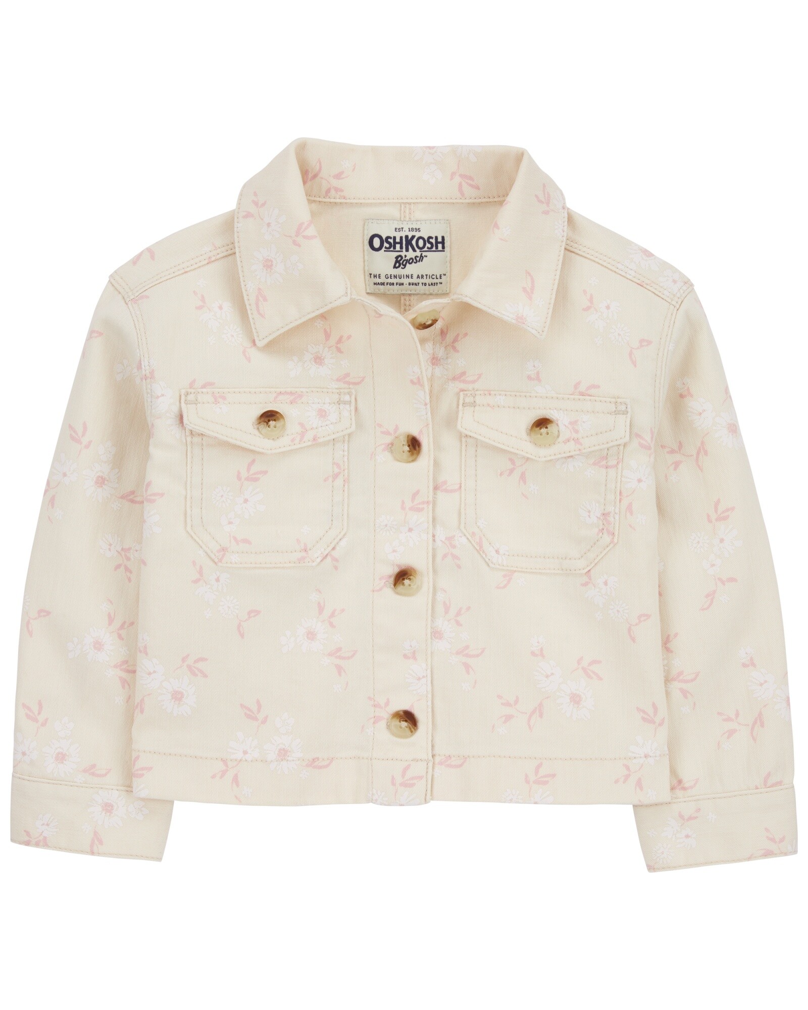 Campera jean diseño floral. Talles 2-5T Sin color