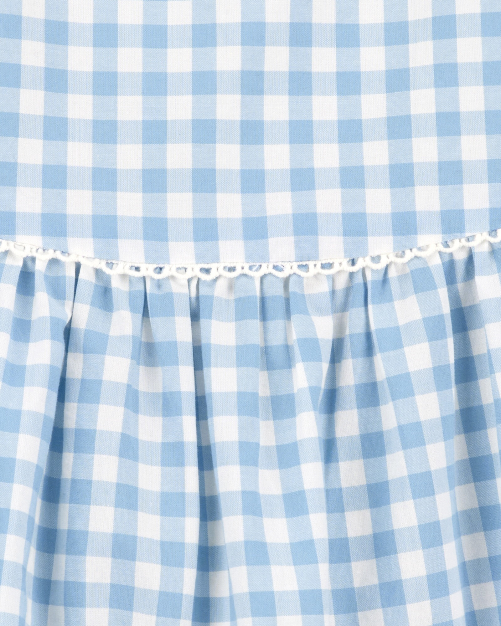 Vestido de algodón, escalonado, diseño a cuadros Sin color