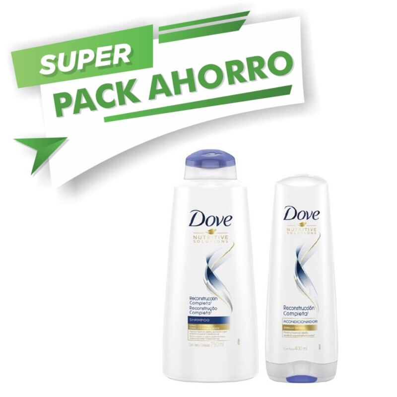 Shampoo Dove Reconstrucción Completa Pack Ahorro 750ML + AC 400ML Shampoo Dove Reconstrucción Completa Pack Ahorro 750ML + AC 400ML