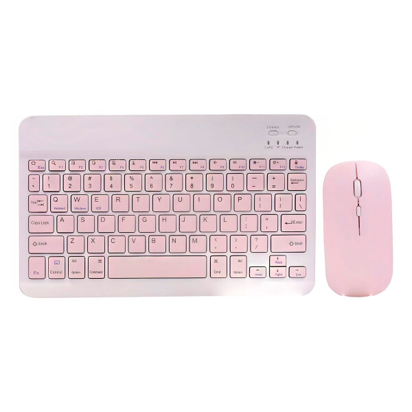 Teclado + Mouse Inalambricos Bluetooth Ultra Finos Elegantes Color Rosa