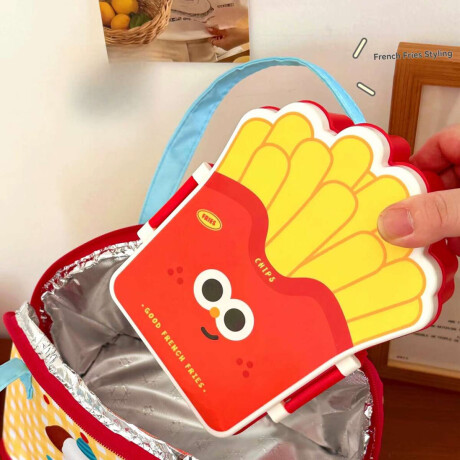 Vianda con división y cubiertos 18x13x7cm Papas Fritas Rojo