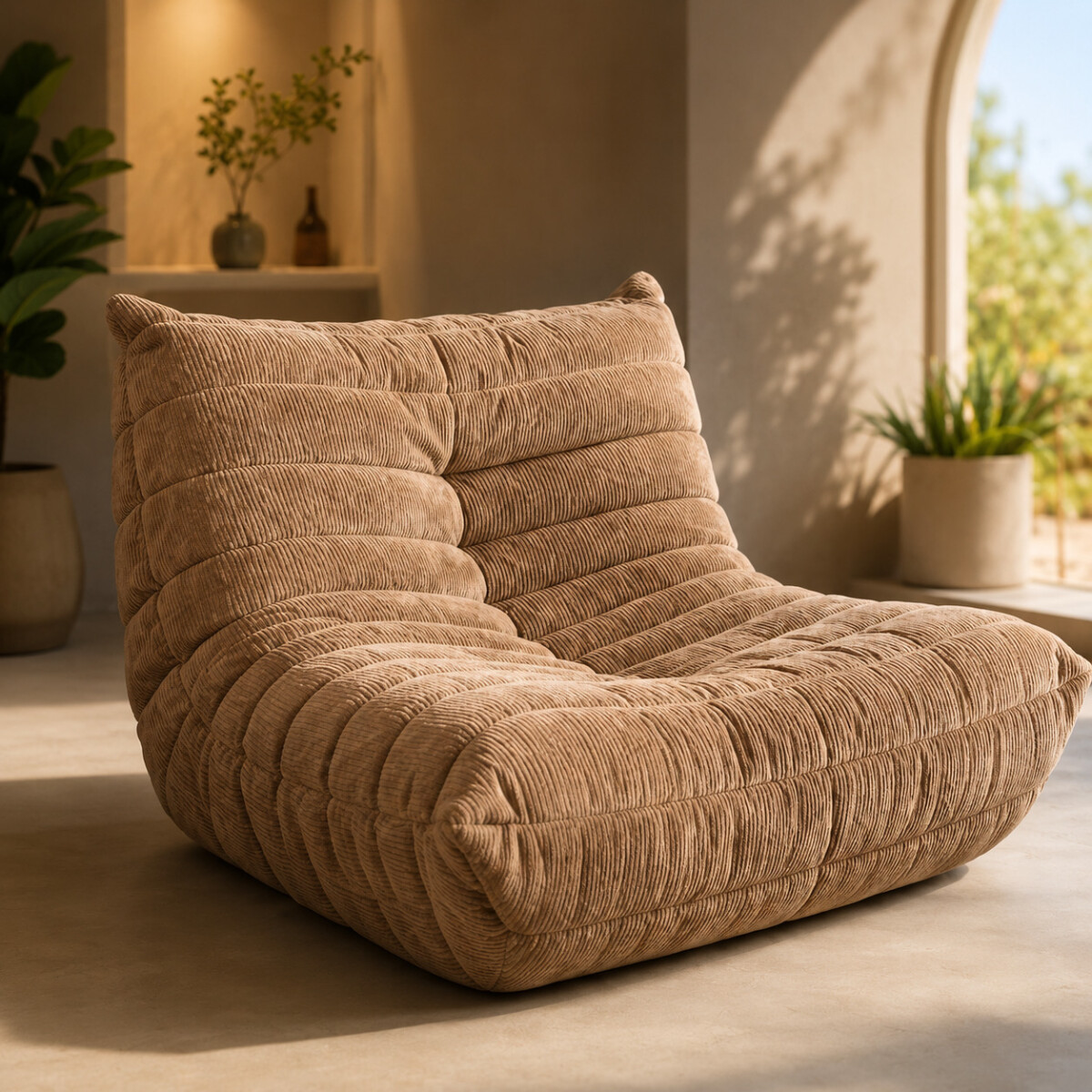 Sillón ComboHome Toggo 1 Cuerpo Lazy Sofa Puff Corderoy - Marrón 1 