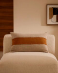 Almohadón Daf 100% de lino beige y terracota con flecos 40 x 60 cm