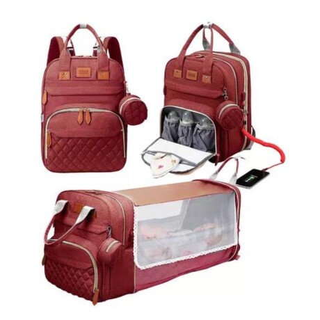 Bolso Mochila Maternal Pañalera Cambiador ROJO