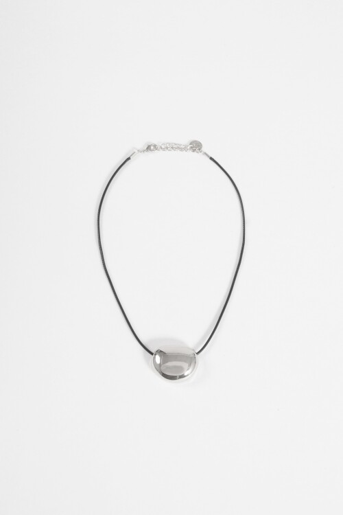 Collar cordón dije bold plateado