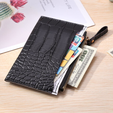 Monedero croco tarjetero bicolor Negro