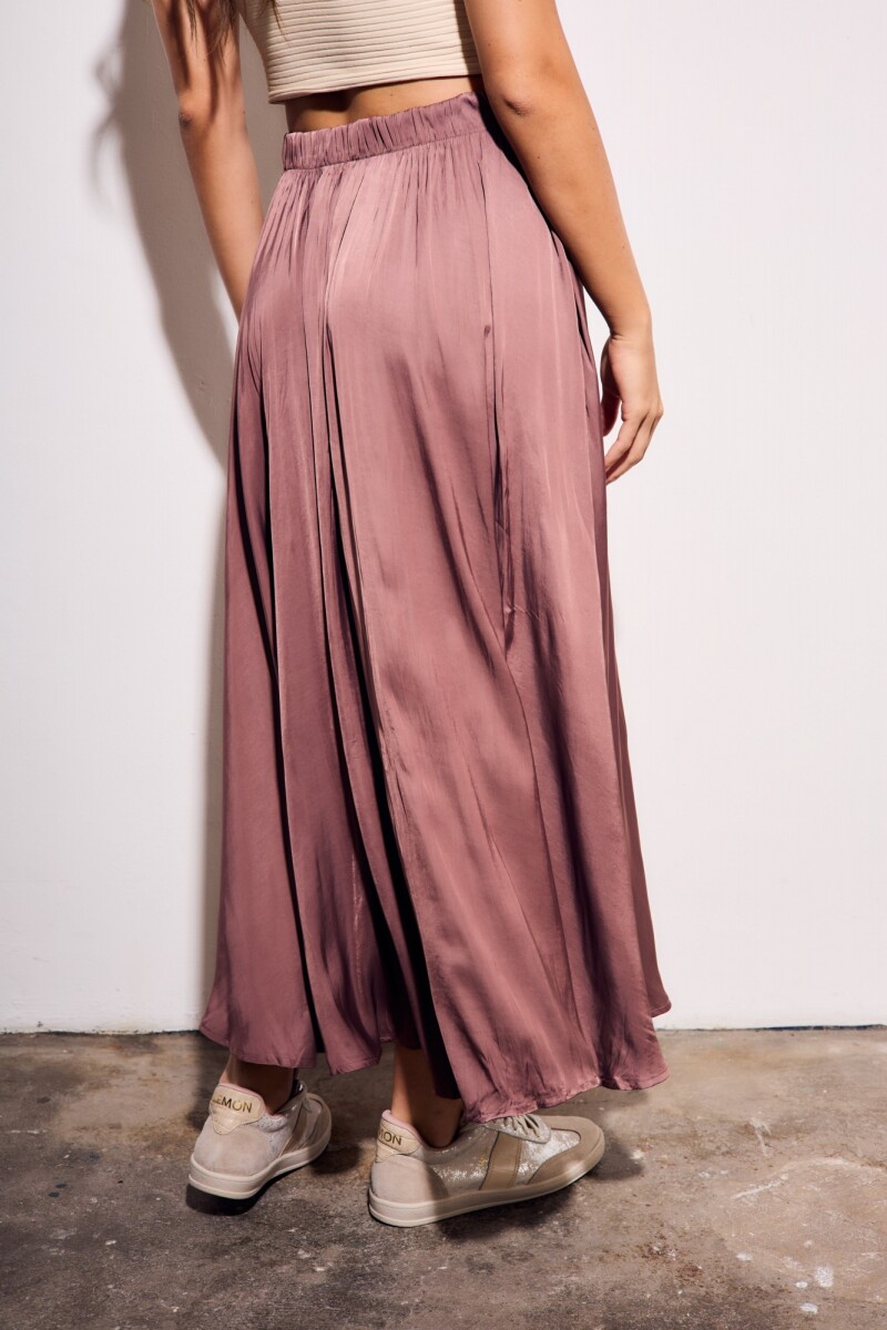Falda Saten Pliegues Rosa