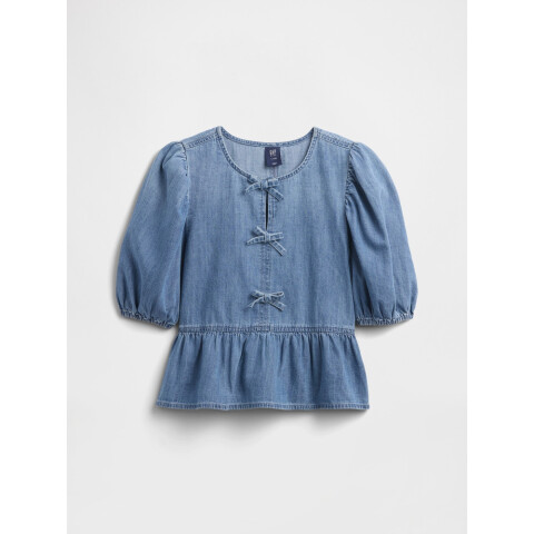 V-PUFF SLEEVE DENIM SHIRT MEDIUM INDIGO 15