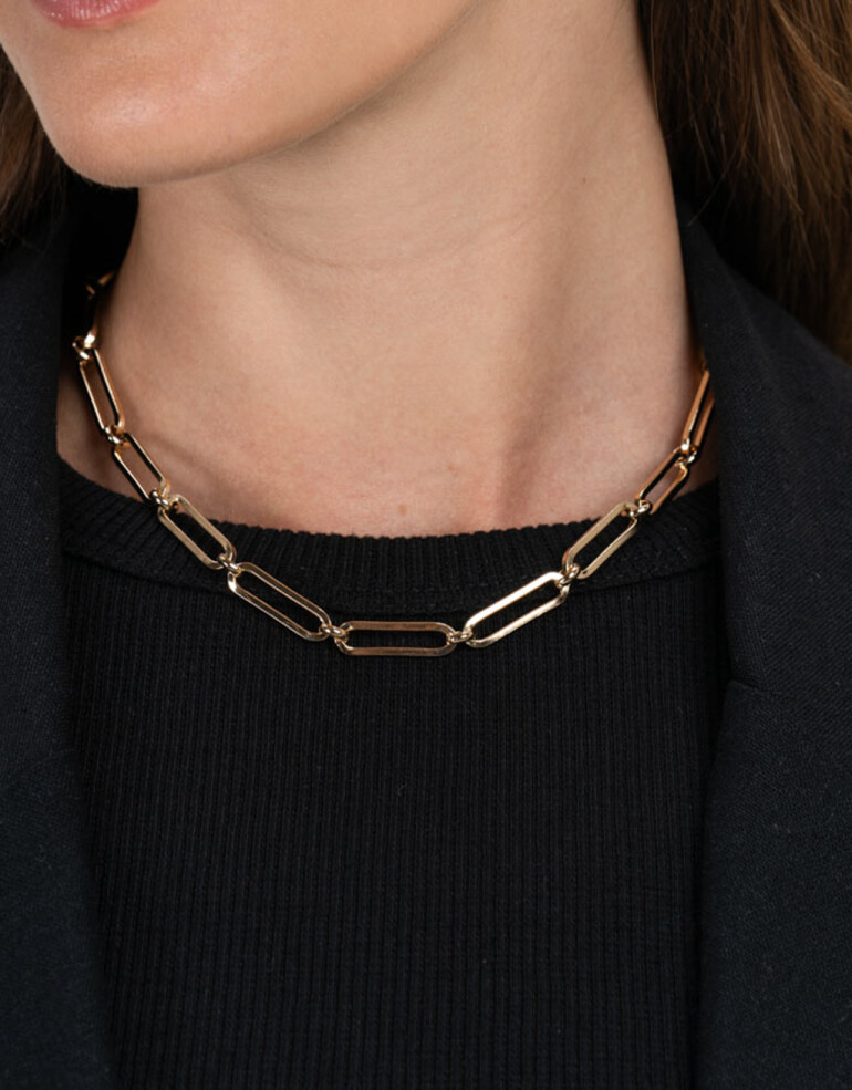 Collares Cortos Metal Collar De Eslabones Mix And Match - Dorado