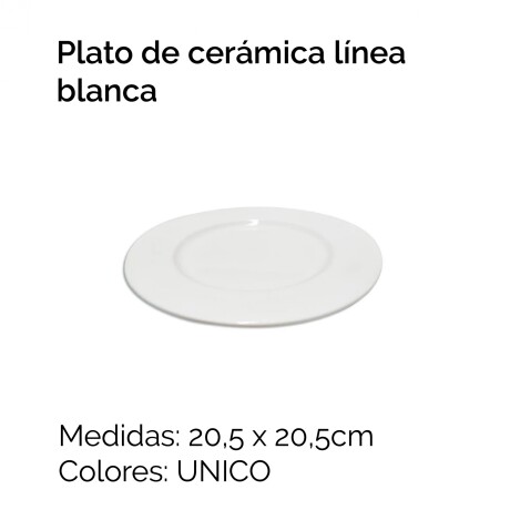 Plato De Ceramica Linea Blanca Unica