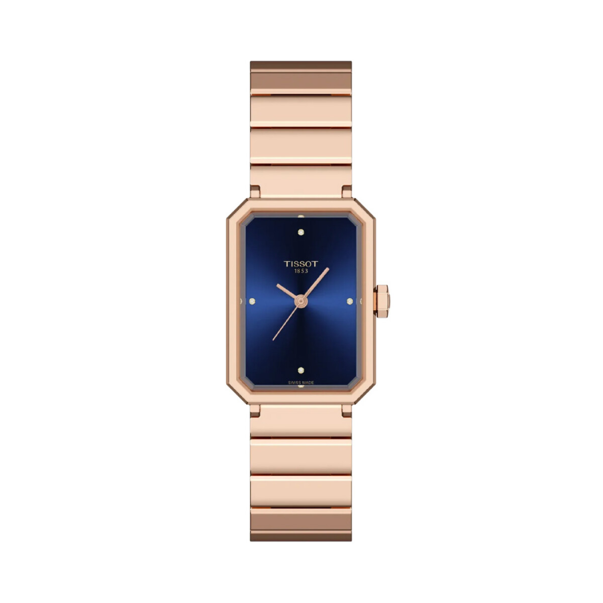 Reloj TISSOT SRV rectangular con brillantes en su esfera azul 