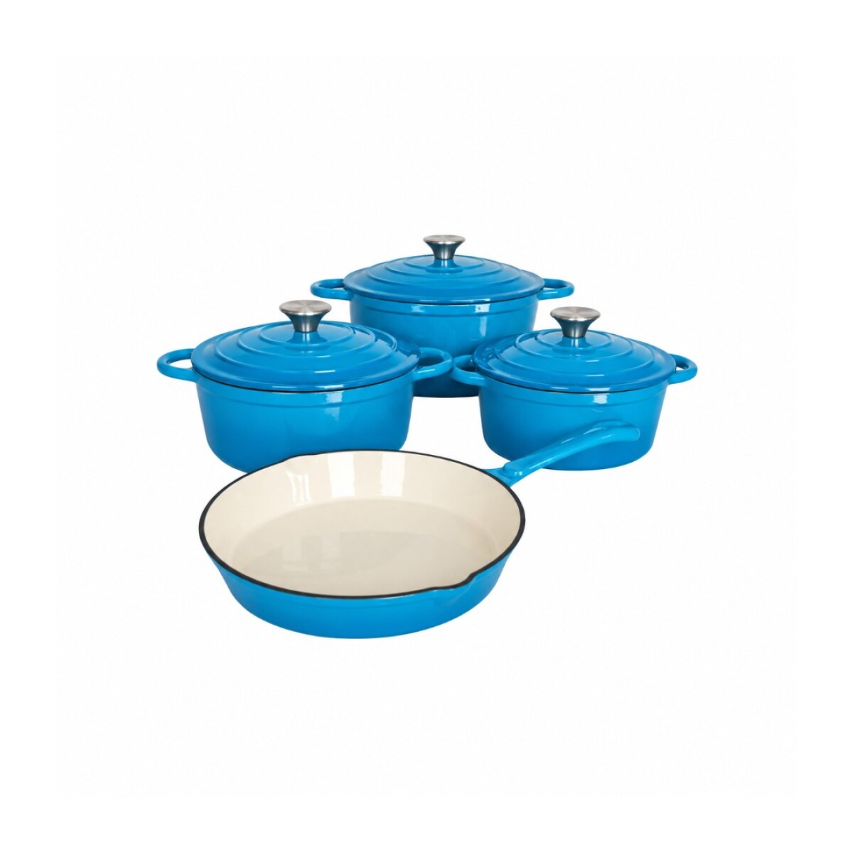 SET DE OLLAS DE HIERRO FUNDIDO FIRE KING 7 PCS AZUL 