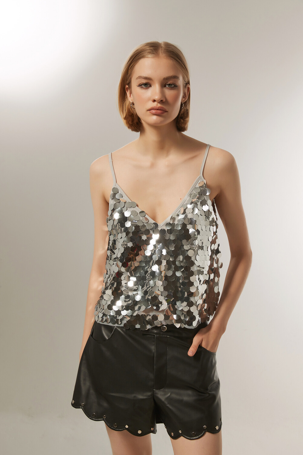 Musculosa Carmin Plateado