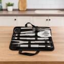 SET UTENSILIOS DE PARRILLA ACERO INOX. X 5 PIEZAS PLATEADO