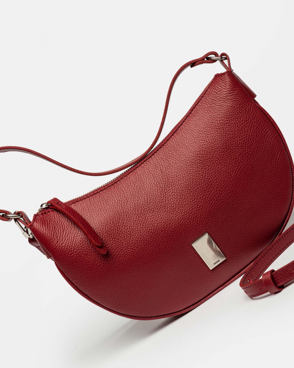 Cartera al Hombro Lua En Cuero Graneado Rojo