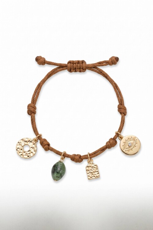 Pulsera cord dijes dorado