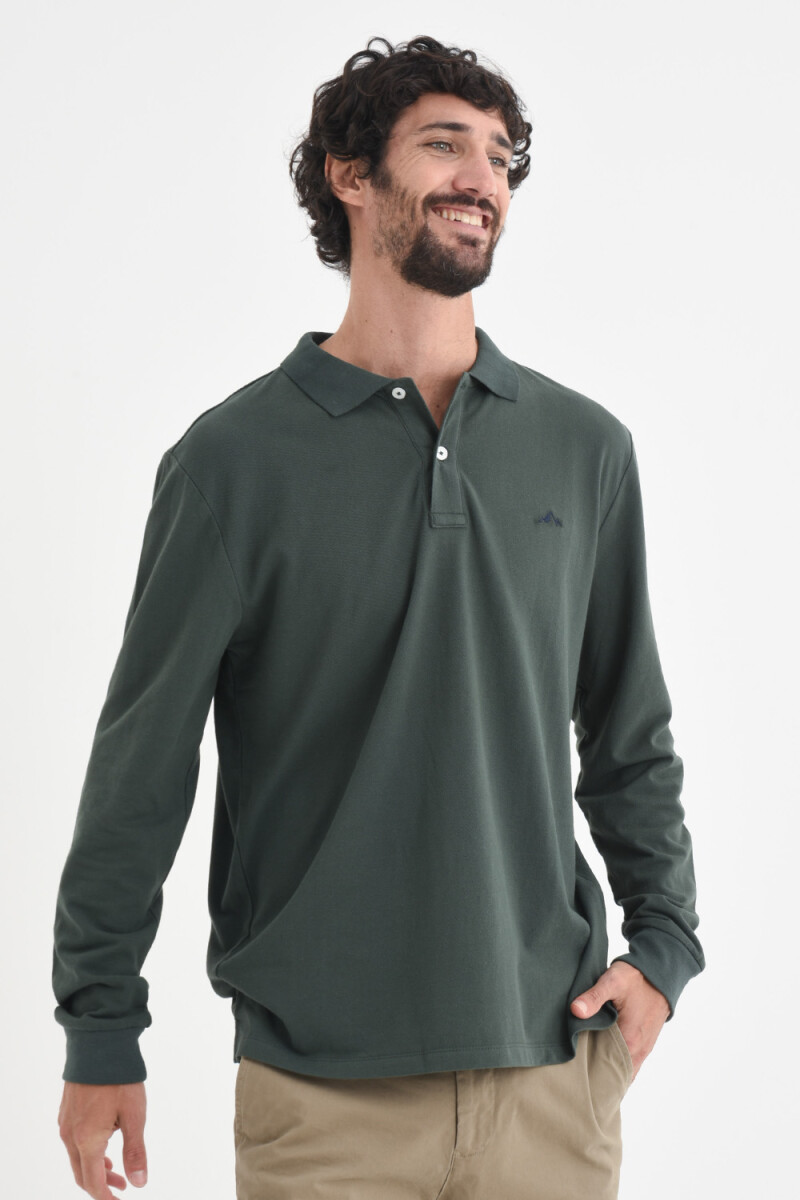 Camiseta manga larga polo - Verde seco 