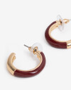 Aros Argollas Color Argollas De Metal Esmaltadas Bañado En Oro - Rojo Burdeaux