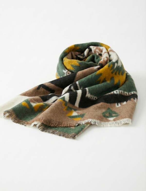 Pashmina Geometrica MULTI/OLIVA